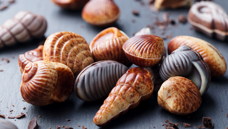 Chocolade schelpen met marmer effect